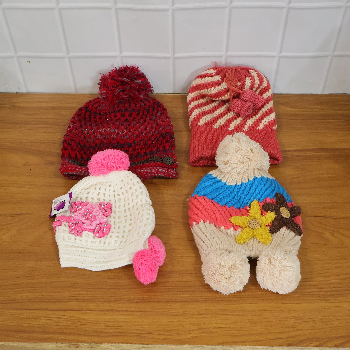 Cute Winter Woolen Knitted Caps For Men Women (1 Pc Mix Design)