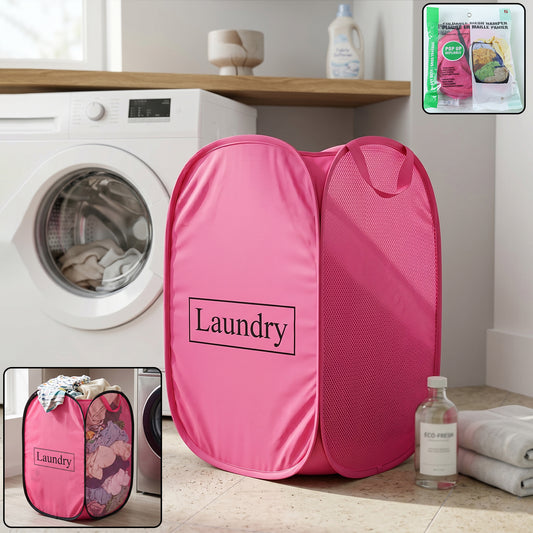 Foldable Laundry Basket Fabric Mesh Clothes Hamper Storage Bag (1 Pc60x36cm)