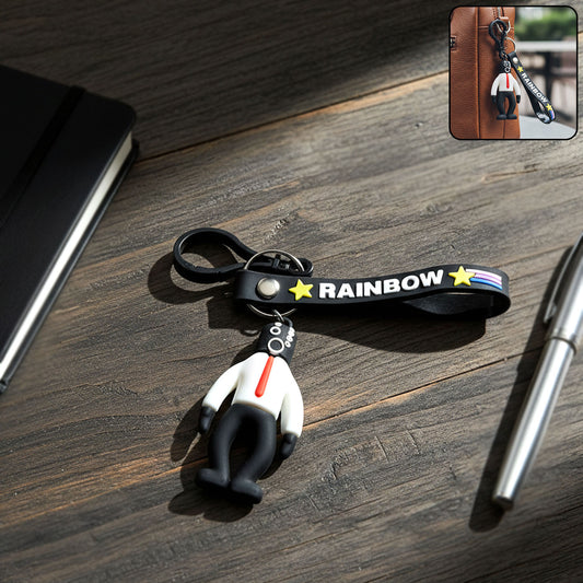 Stylish cartoon man figure keychain by Wukusy, featuring a detailed male character design on a compact keychain accessory.