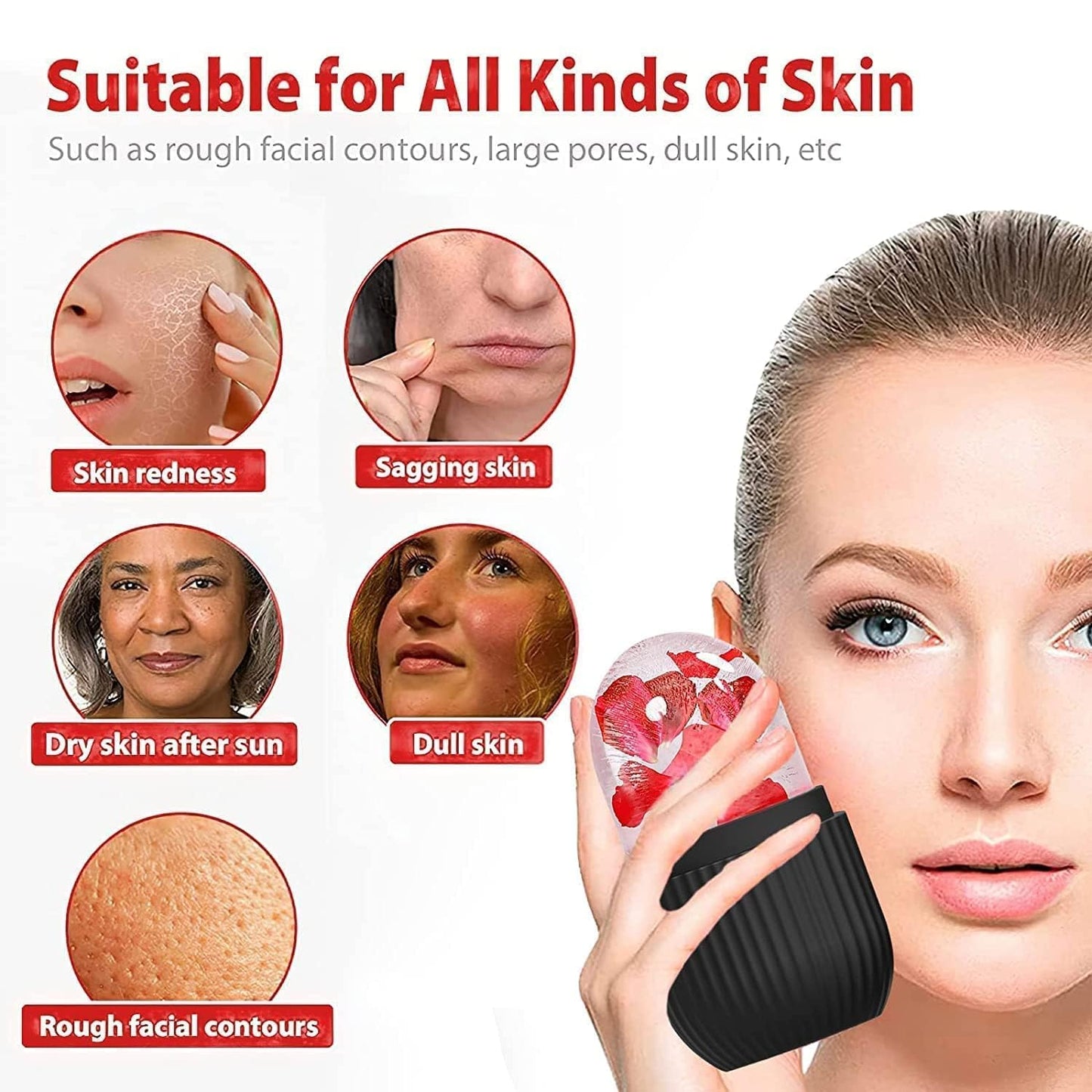 1224b Face Ice Roller Ice Roller For Face Ice Roller For Face Massager Face Ice Treatment Reduce Face Swelling And Under Eye Puffiness (Black)