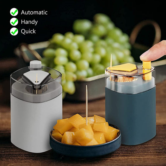 Wukusy automatic pop-up toothpick dispenser with thickening container, designed for kitchen and restaurant storage, safe and compact.