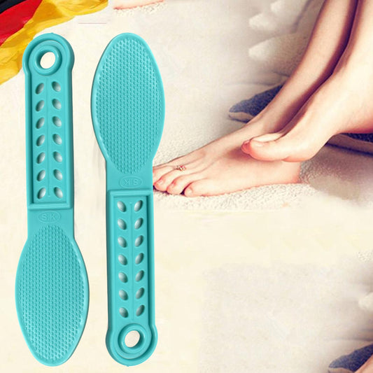 Wukusy plastic foot scrubber for pedicure and foot care, featuring textured surface for exfoliating and smoothing feet.