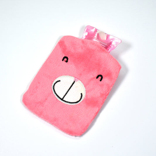 Wukusy pink small hot water bag with cover for pain relief, neck shoulder pain, hand and feet warming, menstrual cramps.