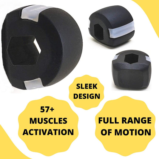 Wukusy 6101v Cn black jaw exerciser for sculpting a sharp, chiselled jawline, shown in use with a sleek black design.