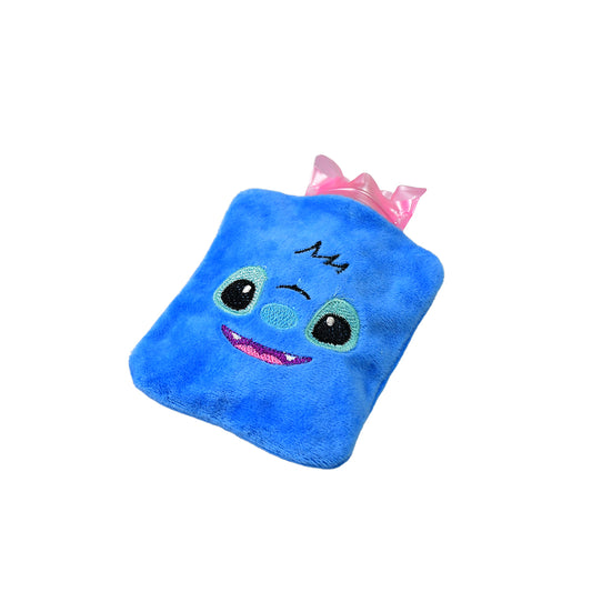 Blue stitch small hot water bag with cover by Wukusy, used for pain relief, neck, shoulder, hand, feet warming, and menstrual cramps.