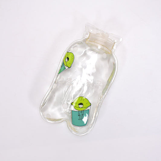 Wukusy transparent multi-design small hot water bag with cover for pain relief, neck, shoulder, hand, foot warmth, and menstrual cramps.