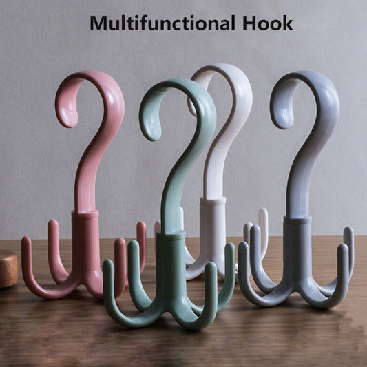 Wukusy 1714 multi-function purse rack with 4 claws, 360-degree rotatable handbag hanger hook for home organization.
