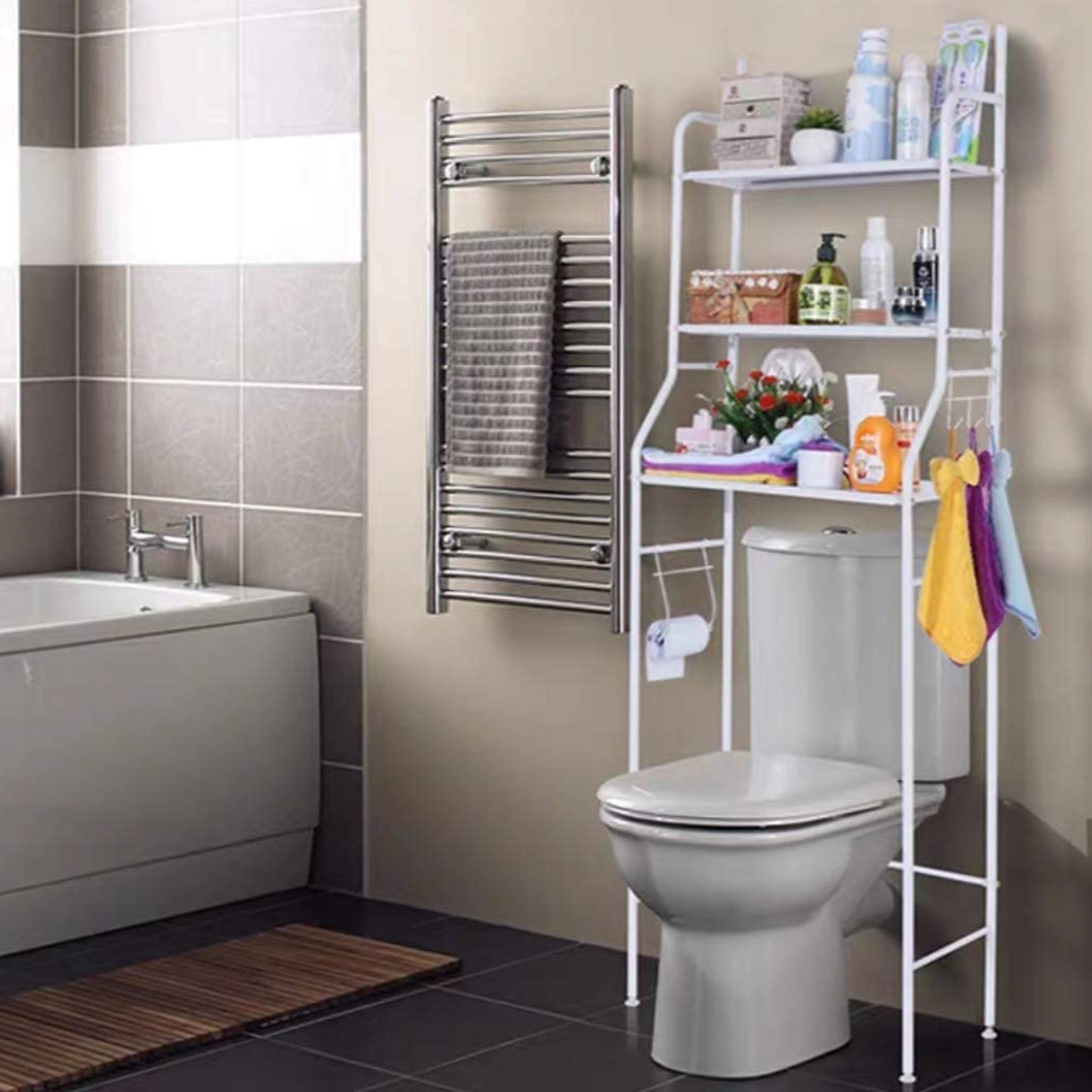 8803 Multi-layer The Toilet Storage Rack Metal Bathroom Shelf Space Saving Organizer For Laundry Room Wash Basin Floor Stand