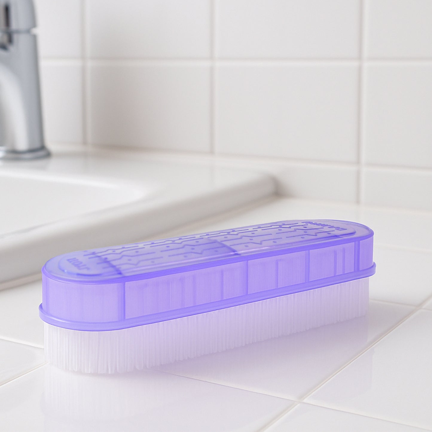 Wukusy multipurpose plastic handle laundry brush with ergonomic grip for cleaning clothes, surfaces, and household items.