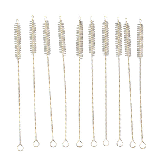 Wukusy 10-piece straw bottle cleaning brush set with colorful bristles for thorough cleaning of bottles and straws.
