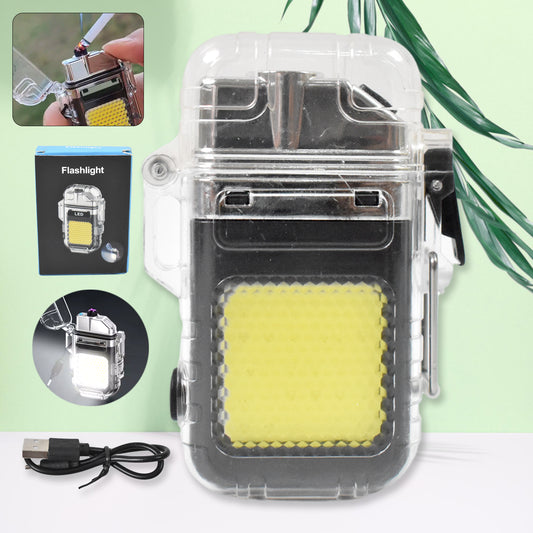 Usb Rechargeable Electric Lighter 3 Modes Cob Flashlight (1 Pc)