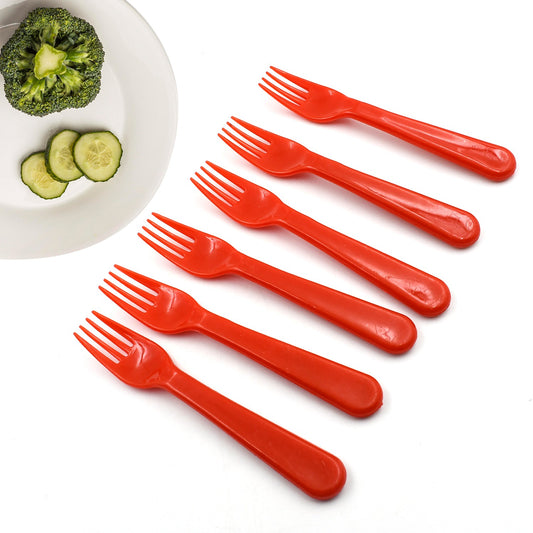 5968 Plastic Fork Spoon Fork Spoon Set Fruit Fork Spoon Set Baby Fork Spoonvegetable Fork Spoon Plastic Salad Spoon Dessert Spoon (6pc Set)