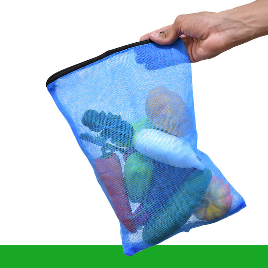 Wukusy food covers fridge storage bag for vegetables and fruits with zipper, mesh design for fresh produce storage