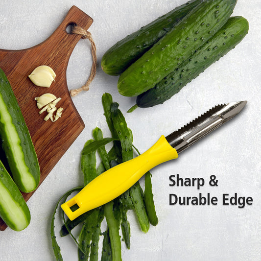 Wukusy Ganesh stainless steel classic peeler for kitchen, with ergonomic handle and sharp blade for peeling vegetables and fruits.