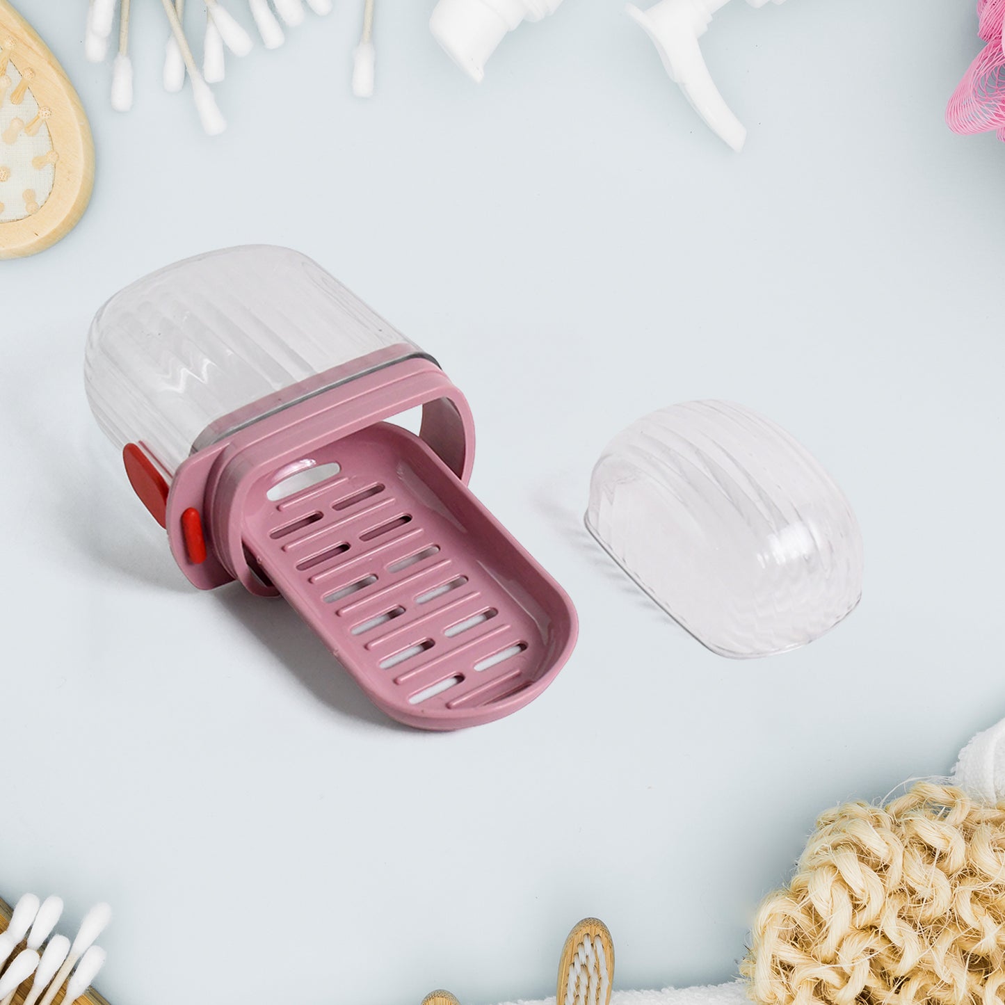 Wukusy plastic soap dish with transparent dust-proof lid, multipurpose kitchen accessory for organizing soap and preventing dust.