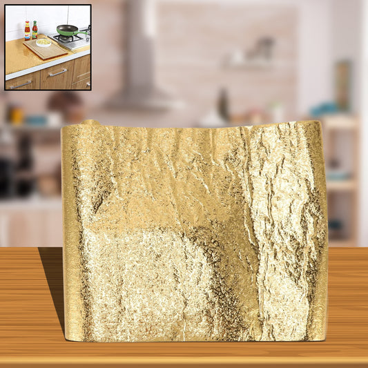 Oil Proof Sticker Waterproof Self Adhesive Aluminum Foil Wallpaper (60 Cm2m Golden 1 Pc)