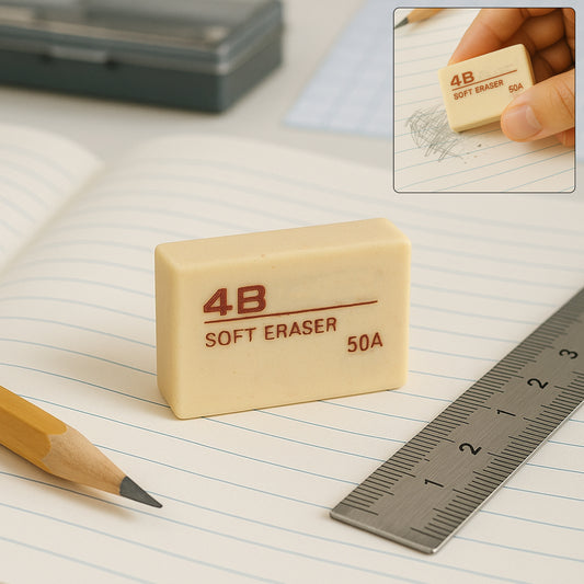 Wukusy Premium 4B Soft Eraser for office use, white rubber eraser for precise pencil correction, displayed on a clean surface