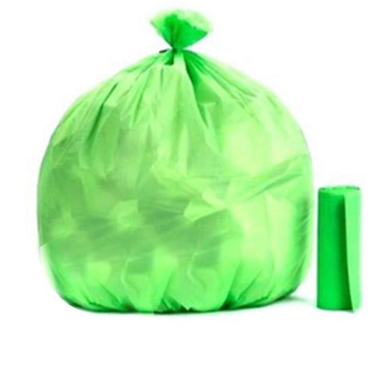Green compostable corn starch garbage bags by Wukusy, 17x19 inches, eco-friendly waste disposal bags for household use.