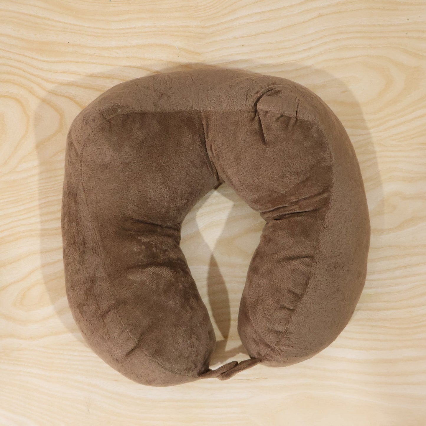U Shaped Soft Travel Neck Pillow Brown Plush Head Neck Support (1 Pc)