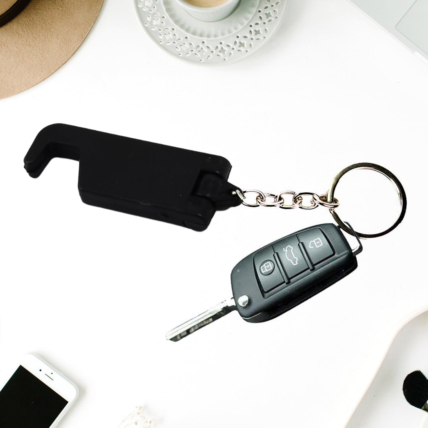 2 In 1 Plastic Keychain With Mobile Stand Phone Holder (100 Pcs Set Multicolor)