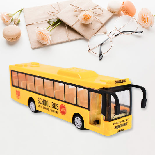 Inertia Bus Toys High Simulation Yellow Fine Details Mini Bus Model Car Toys Prizes For Gift Collections