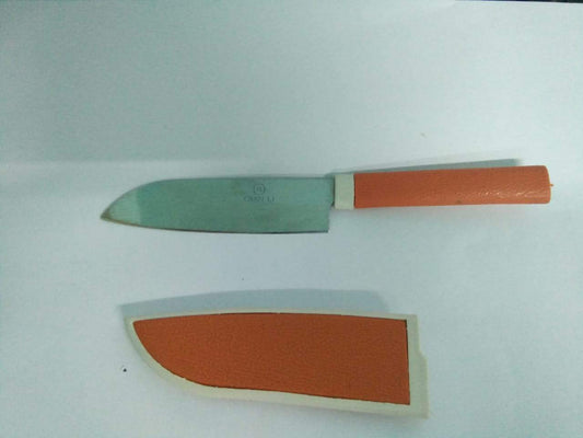 Wukusy kitchen small knife with protective cover, compact kitchen tool for precise cutting and food prep.