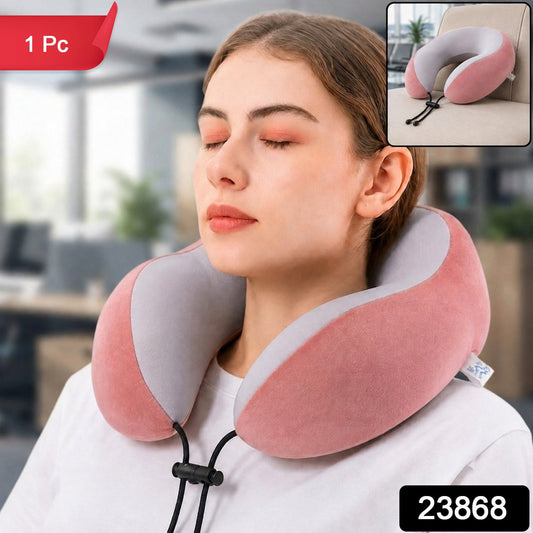 U Shaped Travel Neck Pillow With Adjustable Closure For Comfortable Trips (1 Pc)