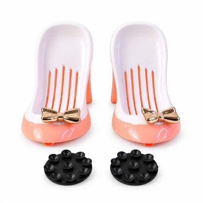 Pair of shoe-shaped shower soap holders with drainage and suction mounts from Wukusy, designed to hold soap securely in the bathroom.
