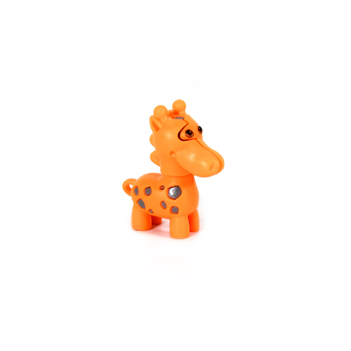 Wukusy 1933 extendable giraffe toy with a cute face and long, adjustable neck, made of soft, colorful plastic for kids.