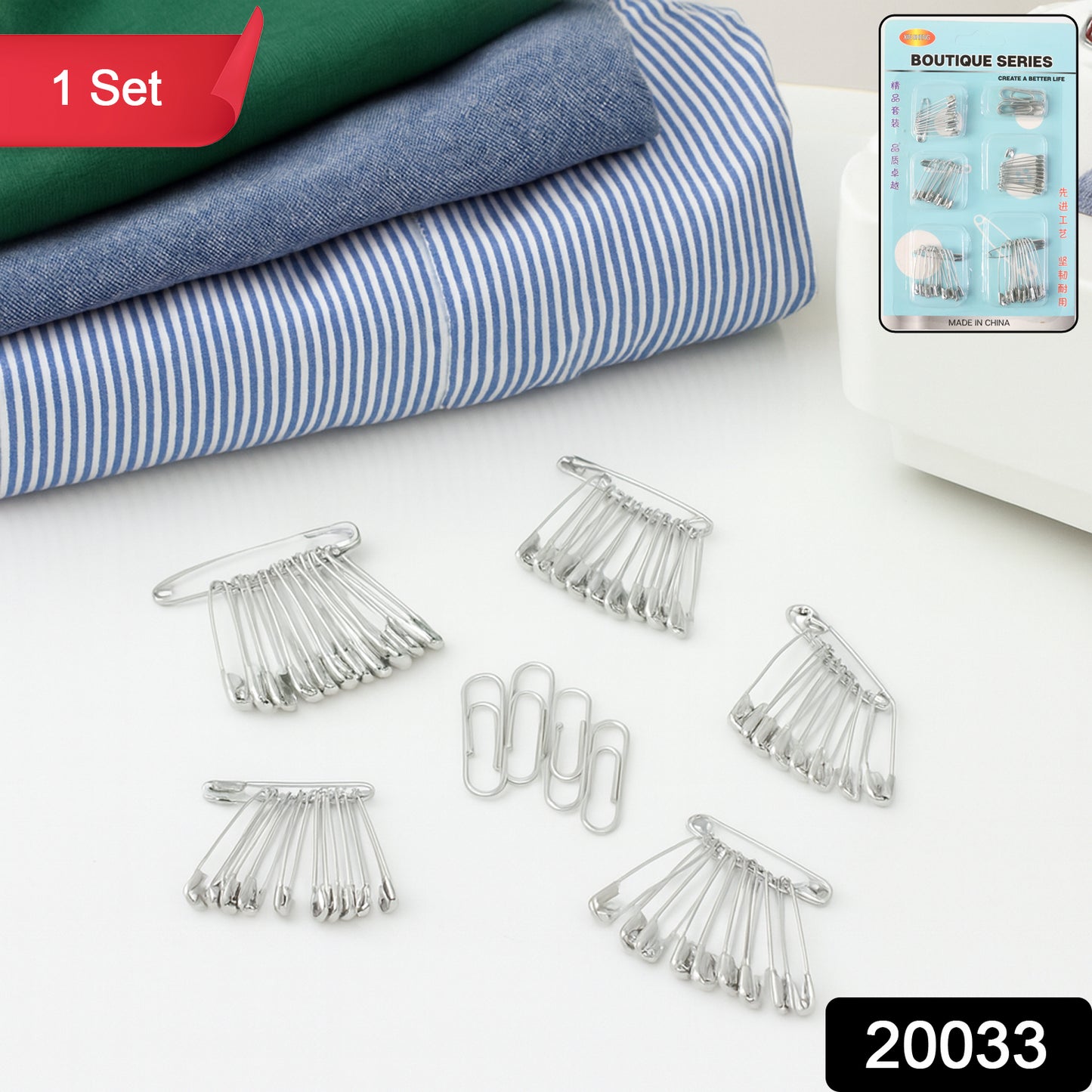 Multipurpose Metal Safety Pin Assortment Set