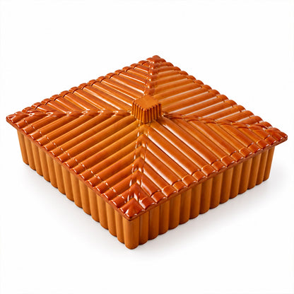 Wukusy multipurpose dry fruit snack storage box with ribbed lid and four compartments for organized food storage.