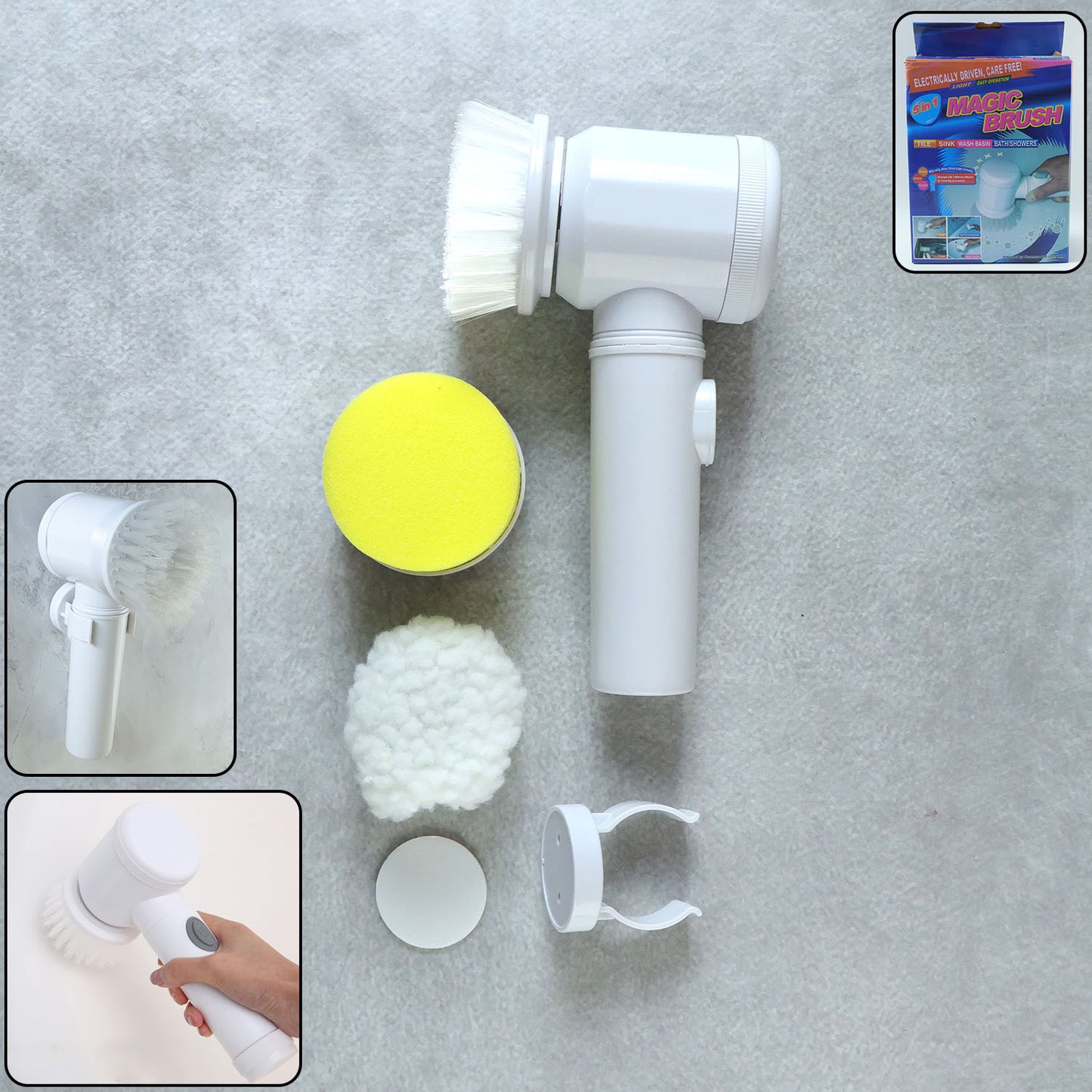 B Grade 5 In 1 Electric Cleaning Spin Brush With Multiple Replaceable Heads