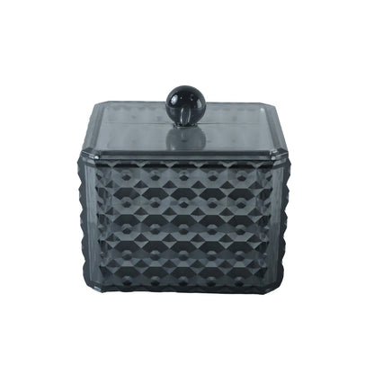 Plastic Cotton Swab Storage Box With Lid For Bathroom Vanity And Desk Use (1 Pc)
