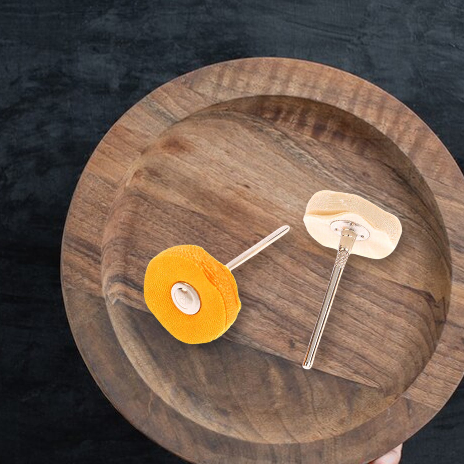 Set of 7 Wukusy polishing buffing pads with brushes for rotary drills, ideal for hardware polishing and buffing tasks.
