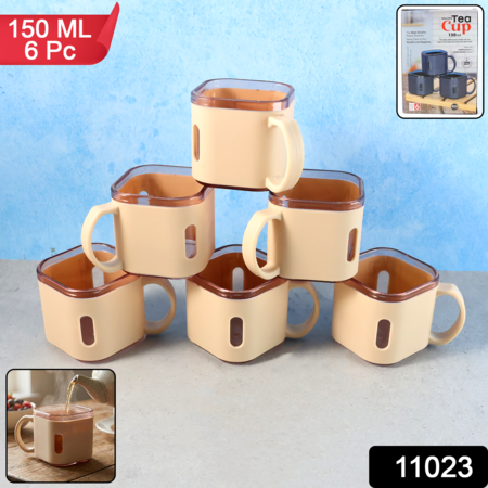 Premium Square Shape Tea Cup Set  6-piece (150 Ml)
