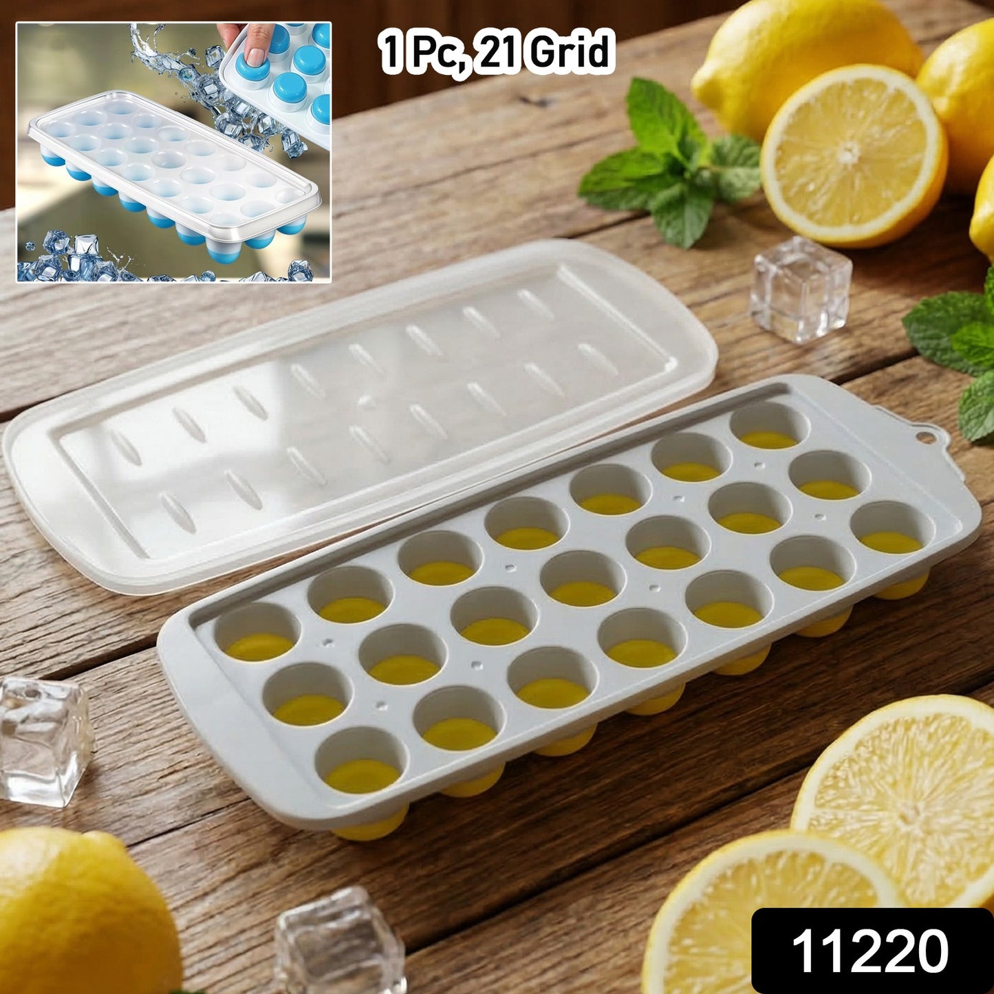 Round Ball Ice Cube Tray With Lid 21 Grid Ice Mold Tray (1 Pc)
