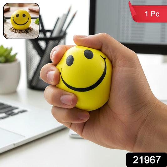 Wukusy soft foam smiley toy ball with bright yellow face and cheerful expression, suitable for children and playtime fun.