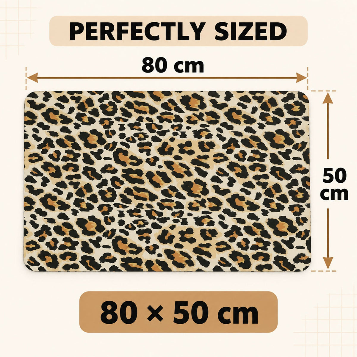 Wukusy leopard print absorbent bathroom mat, quick-dry bath mat in 50x80 cm with stylish animal pattern on soft fabric surface.