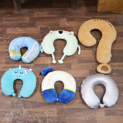 Mix Design Travel Neck Pillow U Shape Soft Head Support Cushion (1 Pc)