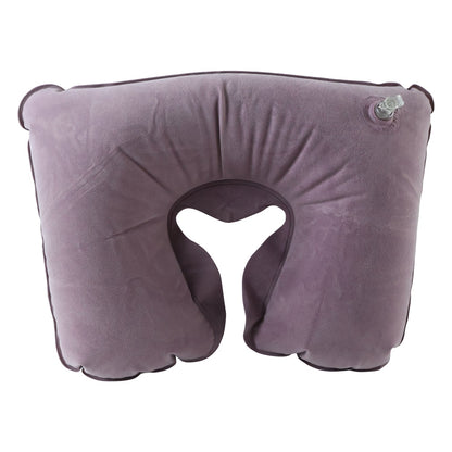 Inflatable U Shape Velvet Travel Neck Pillow For Flight Rest (1 Pc)