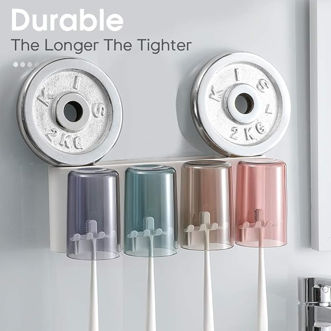 Drpshippr 3-cup tooth rack for bathroom, holding toothbrushes and toothpaste in a home and kitchen setting