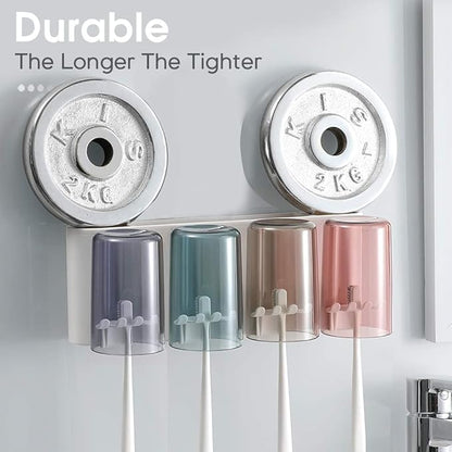 Drpshippr 3-cup tooth rack for bathroom, holding toothbrushes and toothpaste in a home and kitchen setting