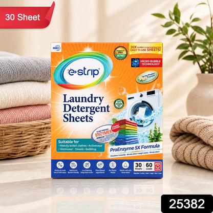 Wukusy laundry detergent sheets for clothes washing, 30 sheets suitable for up to 60 loads, shown in a close-up image.