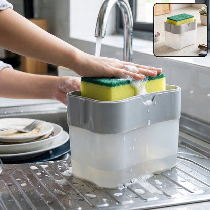 Soap Dispensing Sponge Holder Press Pump Caddy For Kitchen Sink (1 Set)