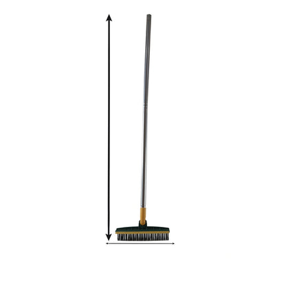 2 In 1 Long Handle Floor Scrubbing Brush With Wiper For Bathroom (1 Pc)