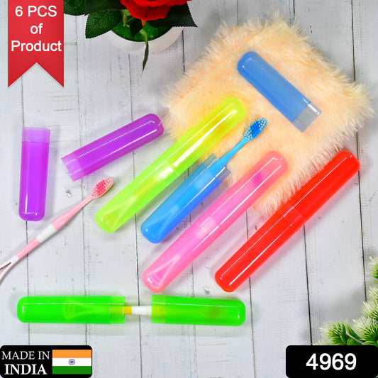 Wukusy 6-pack plastic toothbrush covers with anti-bacterial design, ideal for travel toothbrush case holders and storage.