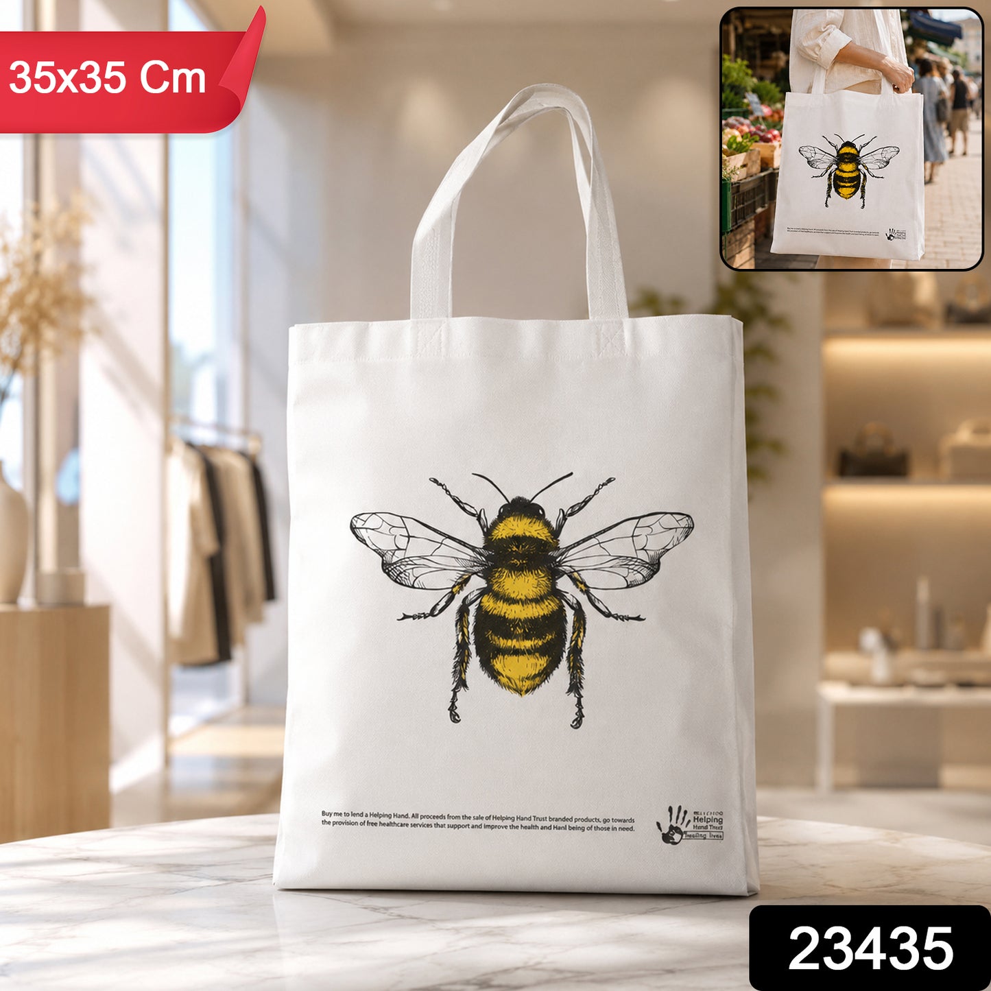 Multipurpose Carry Hand Bag With Bee Print (1 Pc)