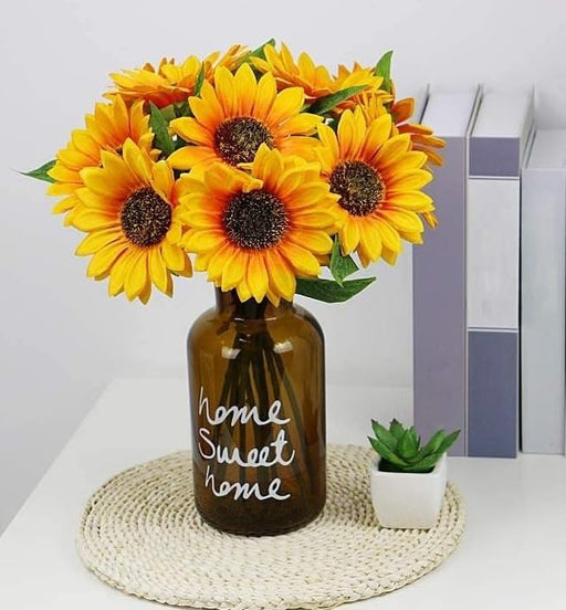 Artificial sunflower bunch from Drpshippr, yellow faux flowers for home decor, bedroom, living room, or office table decoration