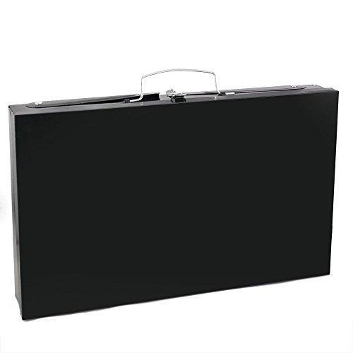 Medium black stainless steel briefcase-style barbecue grill toaster with handle and compact design for home kitchen use.