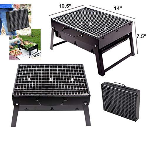 Black Wukusy 126 folding barbecue charcoal grill oven made of durable carbon steel, suitable for outdoor cooking and grilling.